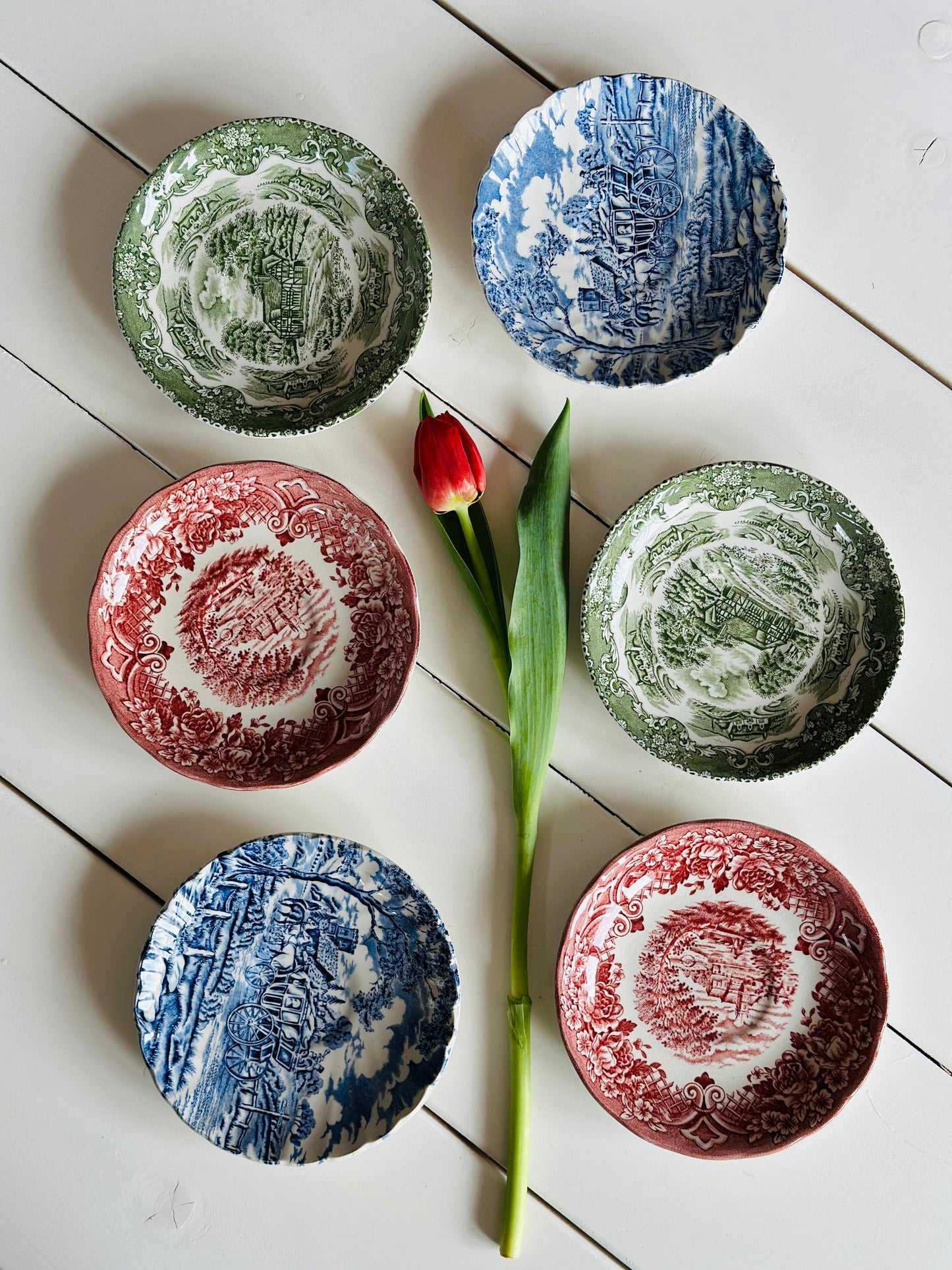 Set farfuriuțe de tort porțelan englezesc, mix & match