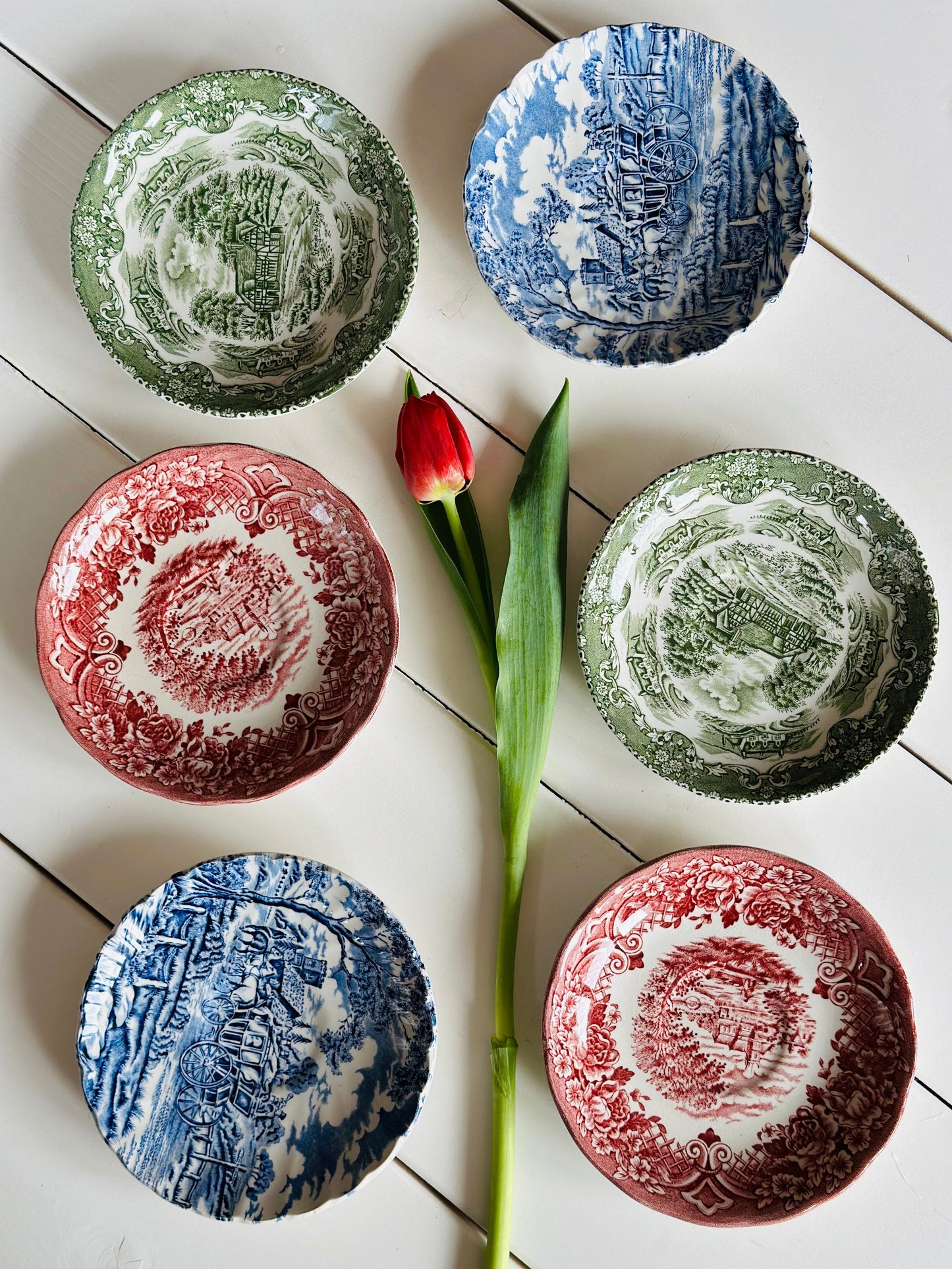 Set farfuriuțe de tort porțelan englezesc, mix & match