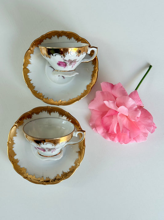 Set 2 ceșcuțe espresso cu trandafir