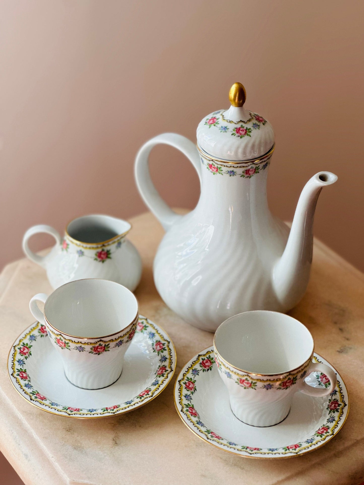Set ceai/cafea cu floricele, pentru două persoane