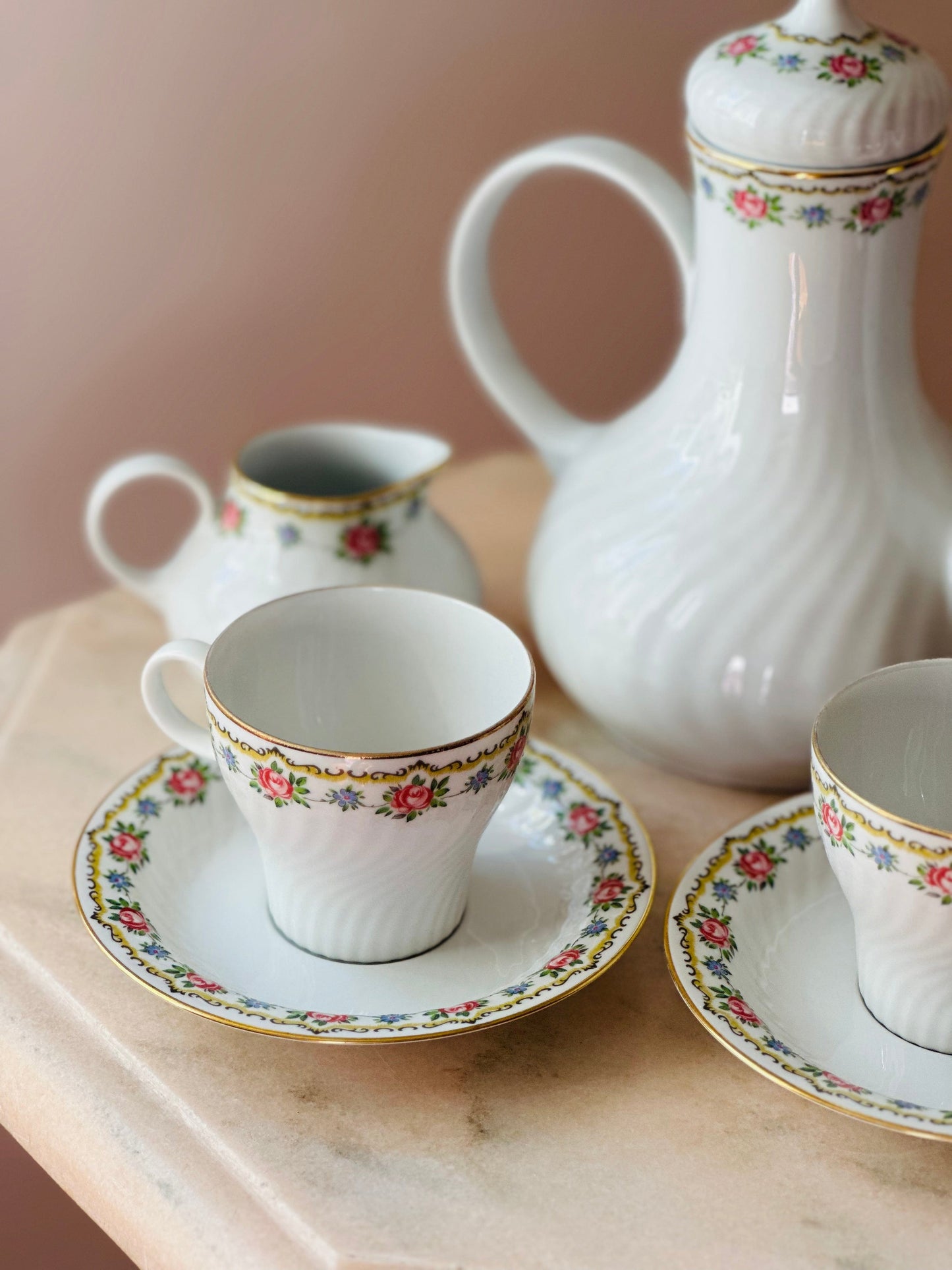 Set ceai/cafea cu floricele, pentru două persoane