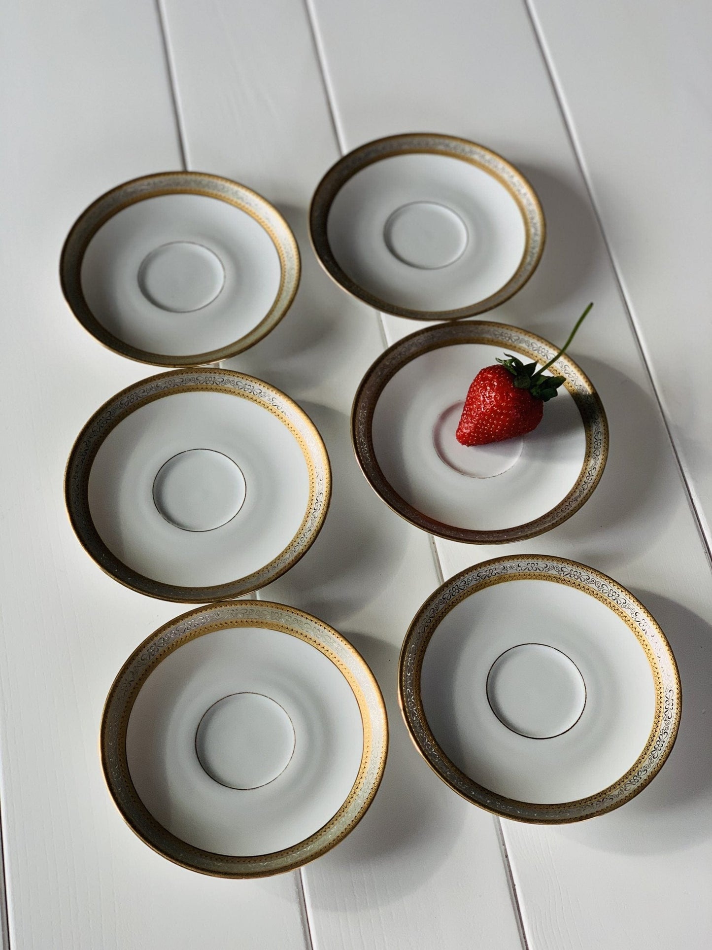 Set 5 farfuriuțe art-deco pentru tort/desert