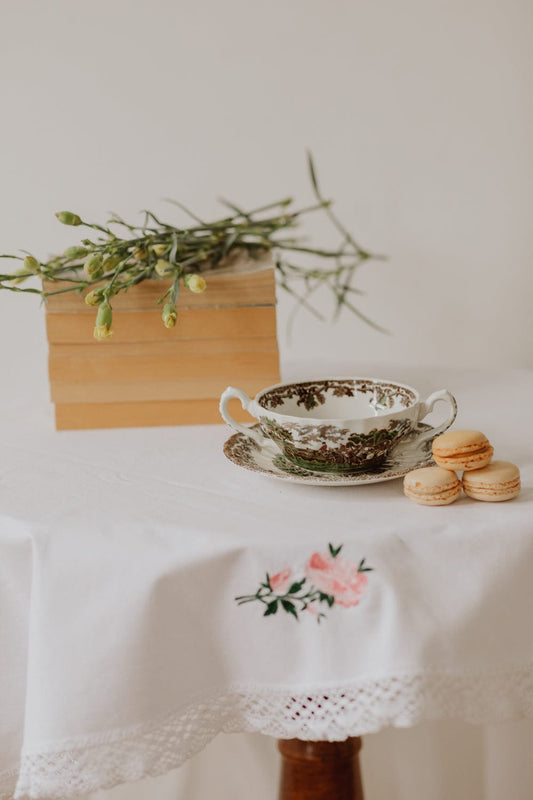 Bol cu urechi Myott, porțelan englezesc maro