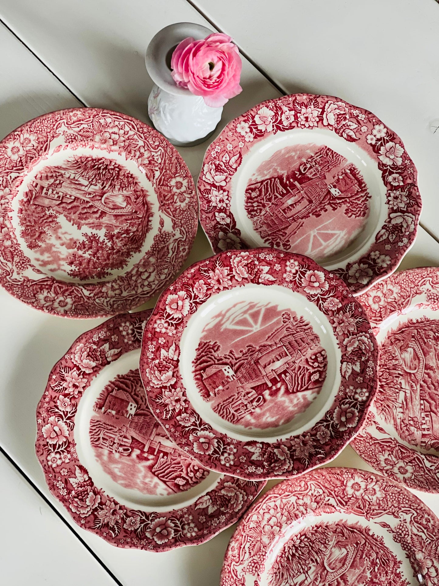 Set 6 farfurii aperitiv asortate, porțelan englezesc