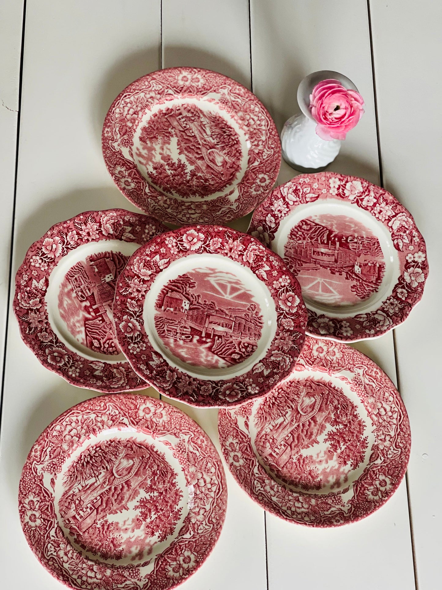 Set 6 farfurii aperitiv asortate, porțelan englezesc