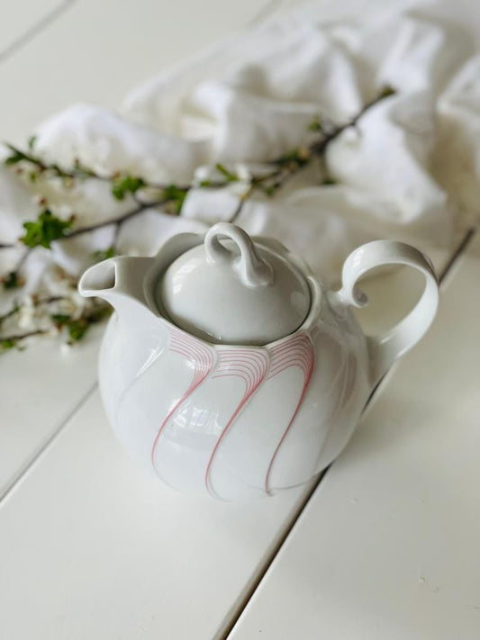 Ceainic Helena, alb cu detalii roz