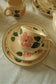 Set de ceai din ceramică cu floricele bej - 4 persoane