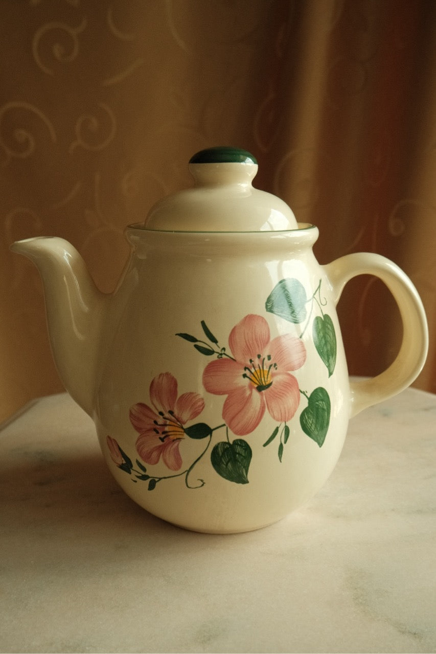 Set de ceai din ceramică cu floricele bej - 4 persoane