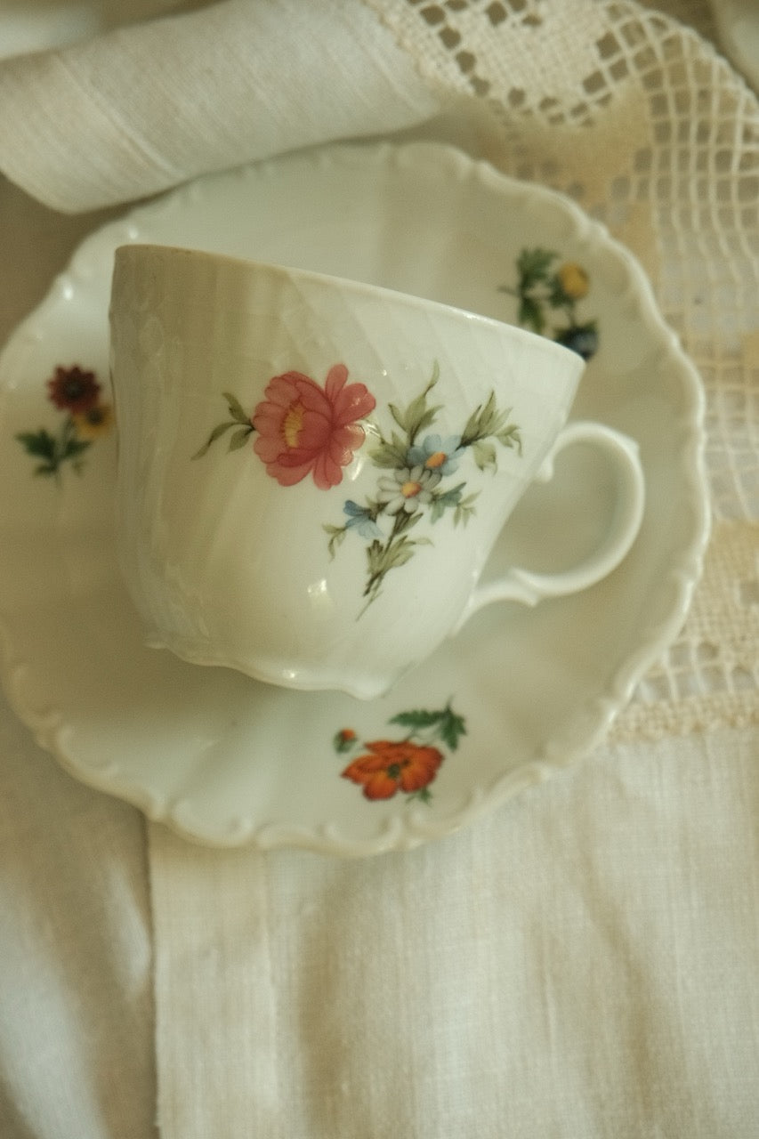 Set ceai/cafea cu flori colorate