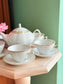 Set de ceai/cafea alb cu dungă aurie