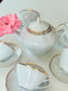 Set de ceai/cafea alb cu dungă aurie
