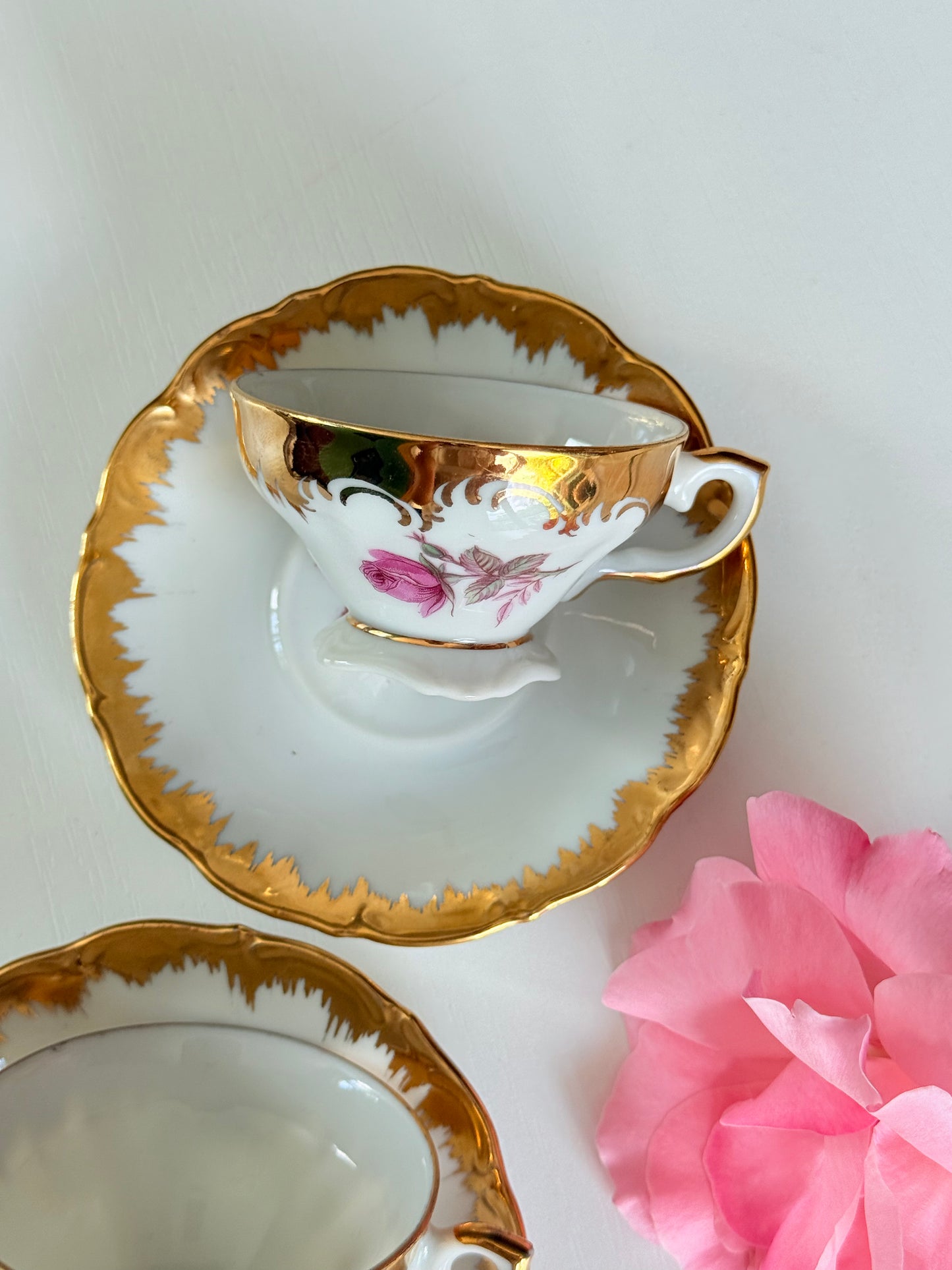 Set 2 ceșcuțe espresso cu trandafir