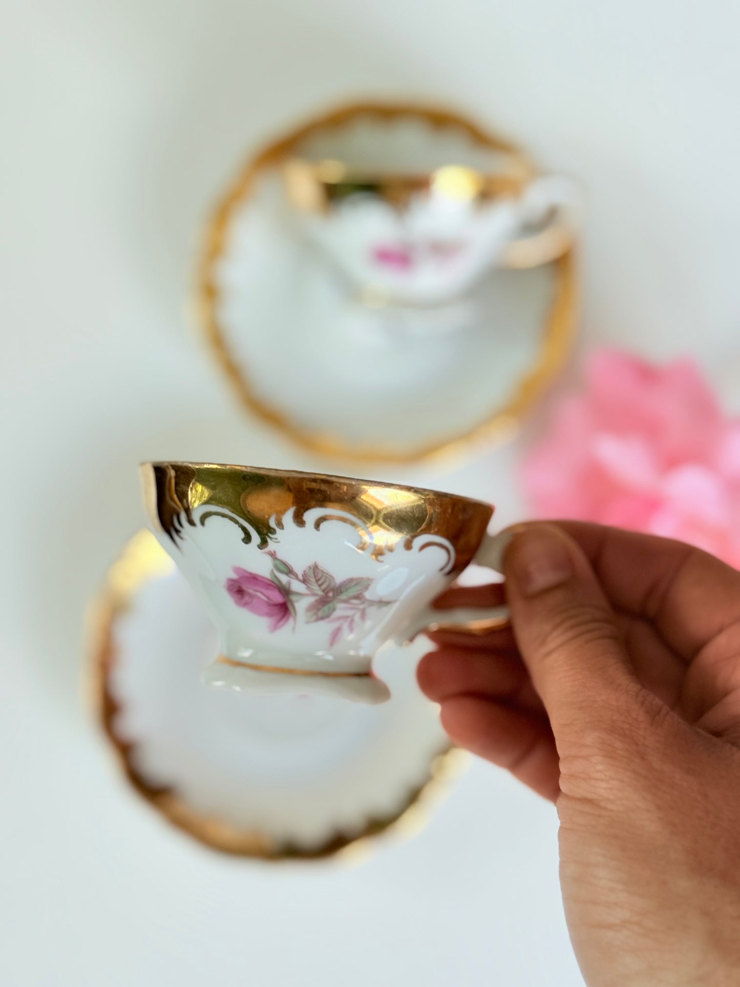 Set 2 ceșcuțe espresso cu trandafir