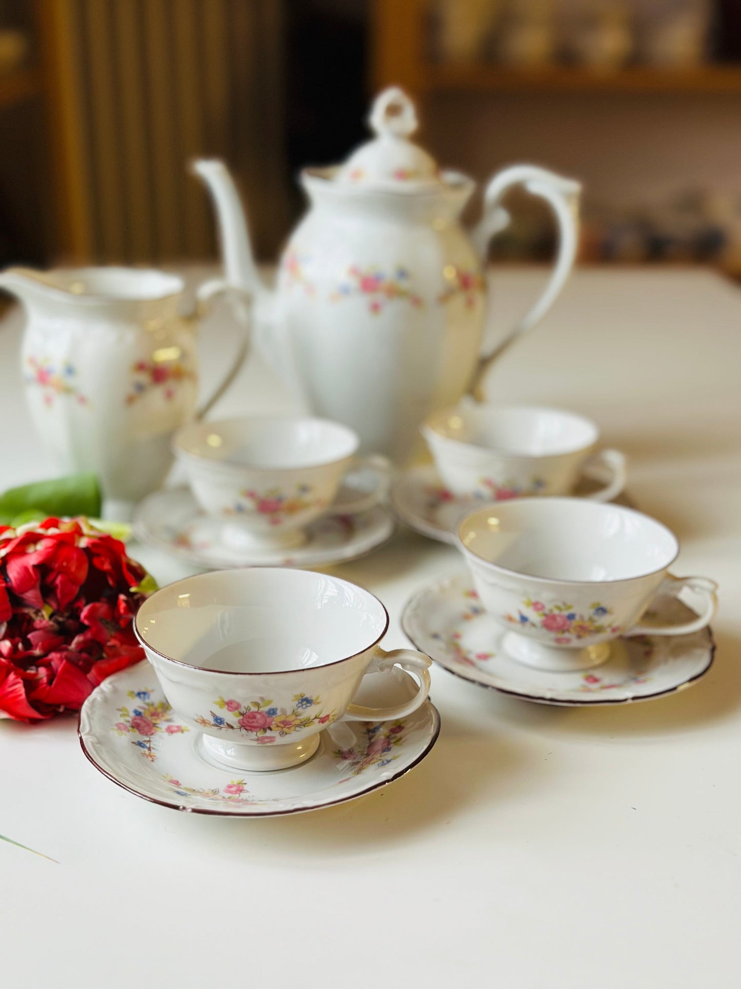 Set ceai/cafea cu flori - 4 persoane