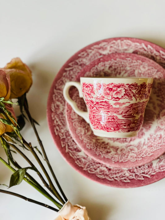 Set mic dejun roșu English Ironstone Tableware