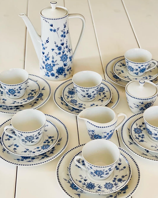 Floare albastră și melancolie, set de ceai/cafea