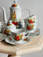 Set de ceai/cafea cu maci pictați